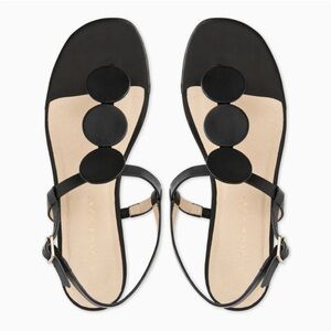 Jack Rogers Worth Slingback Leather Flat Sandals Geometric Black Women’s Size 8